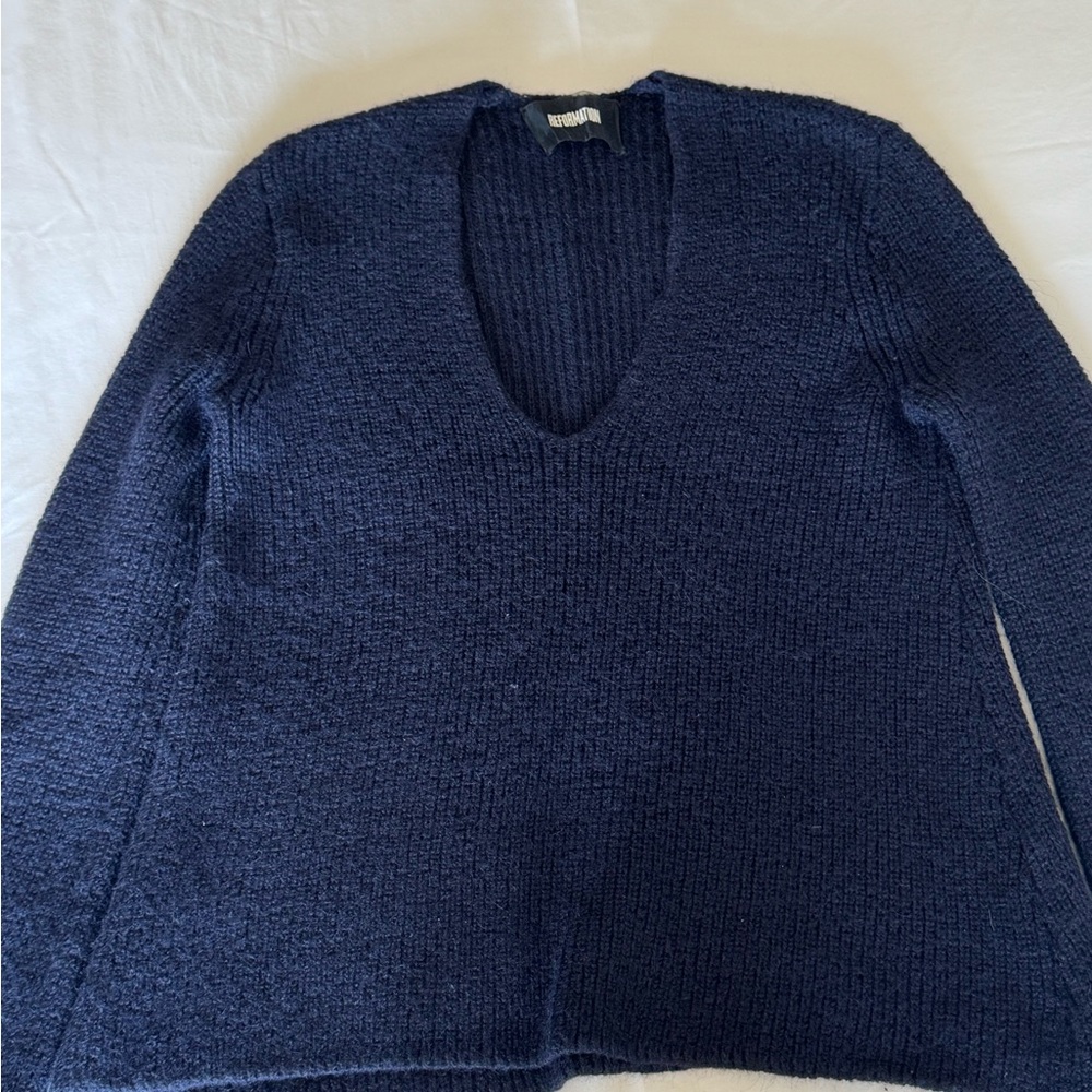 Women's Navy V-Neck Sweater